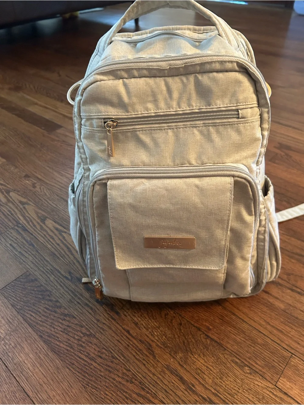 Ju-Ju-Be Gray Convertible Baby Bag Backpack with Rose Gold Hardware